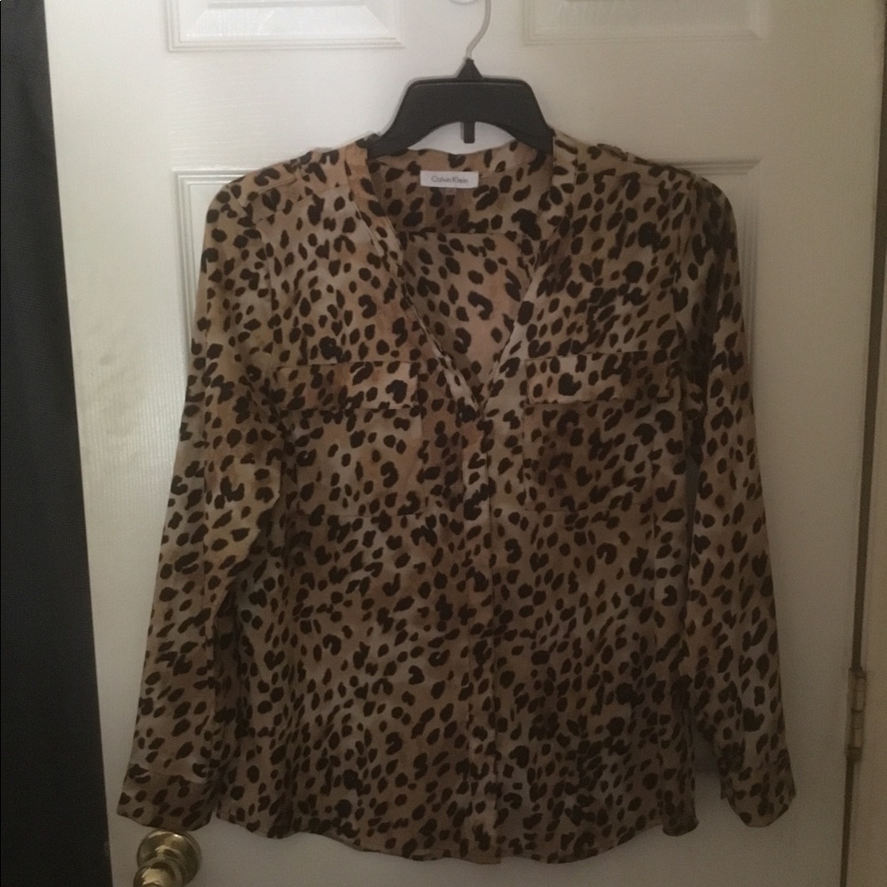 Calvin Klein Leopard Print Blouse. Medium